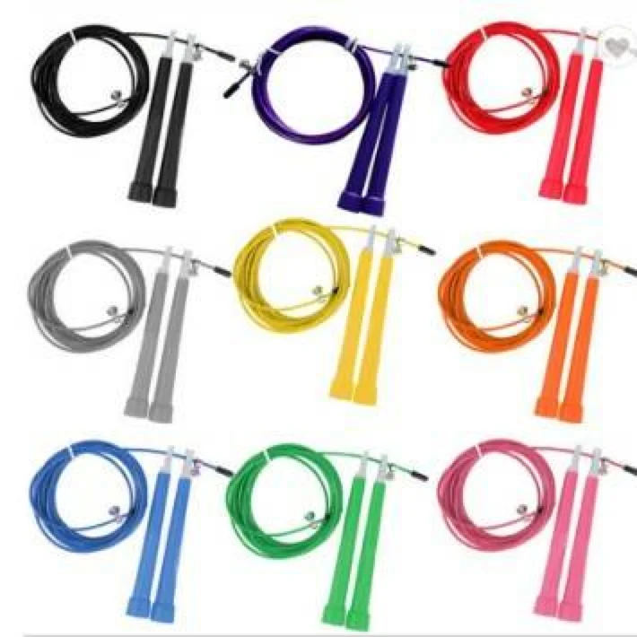 

New Listing Wholesale multi color steel wire speed cheap pvc jump skipping rope, Black/blue/red/green