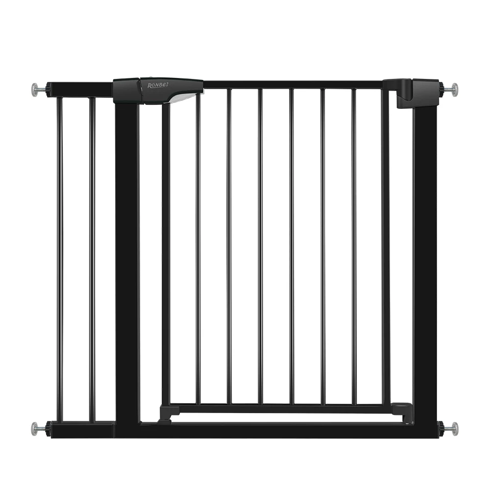 

Black Iron gate baby fence temporary security door toddler safety fence gate, White