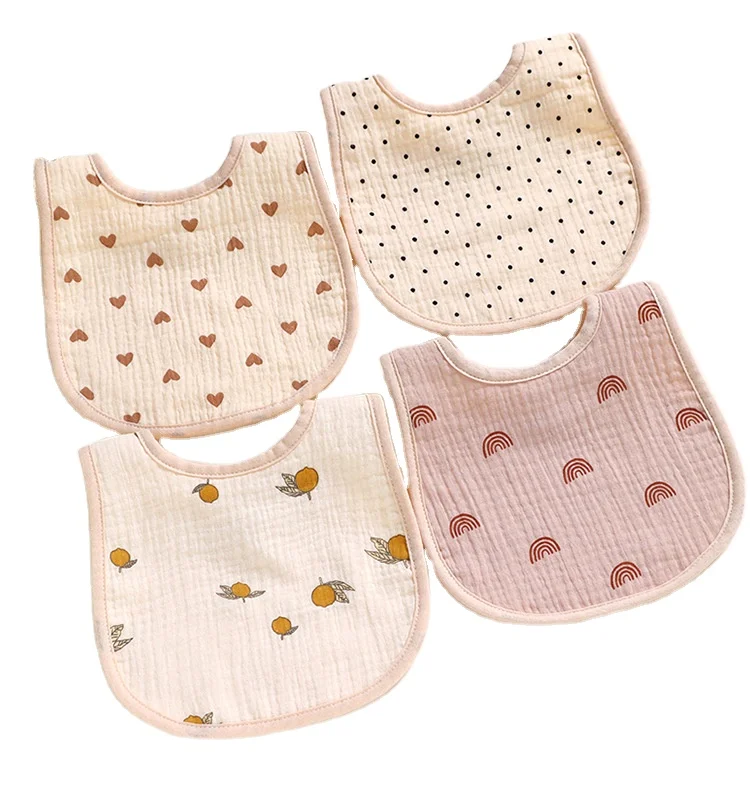 

Baby comfortable snap design feeding bibs organic cotton muslin infants baby bandana