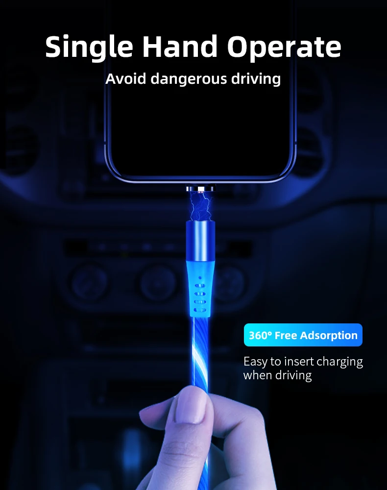 Magnetic streamer absorption USB Snap Quick Connect 3 in 1 Magnetic Charging USB Cable - ANKUX.COM