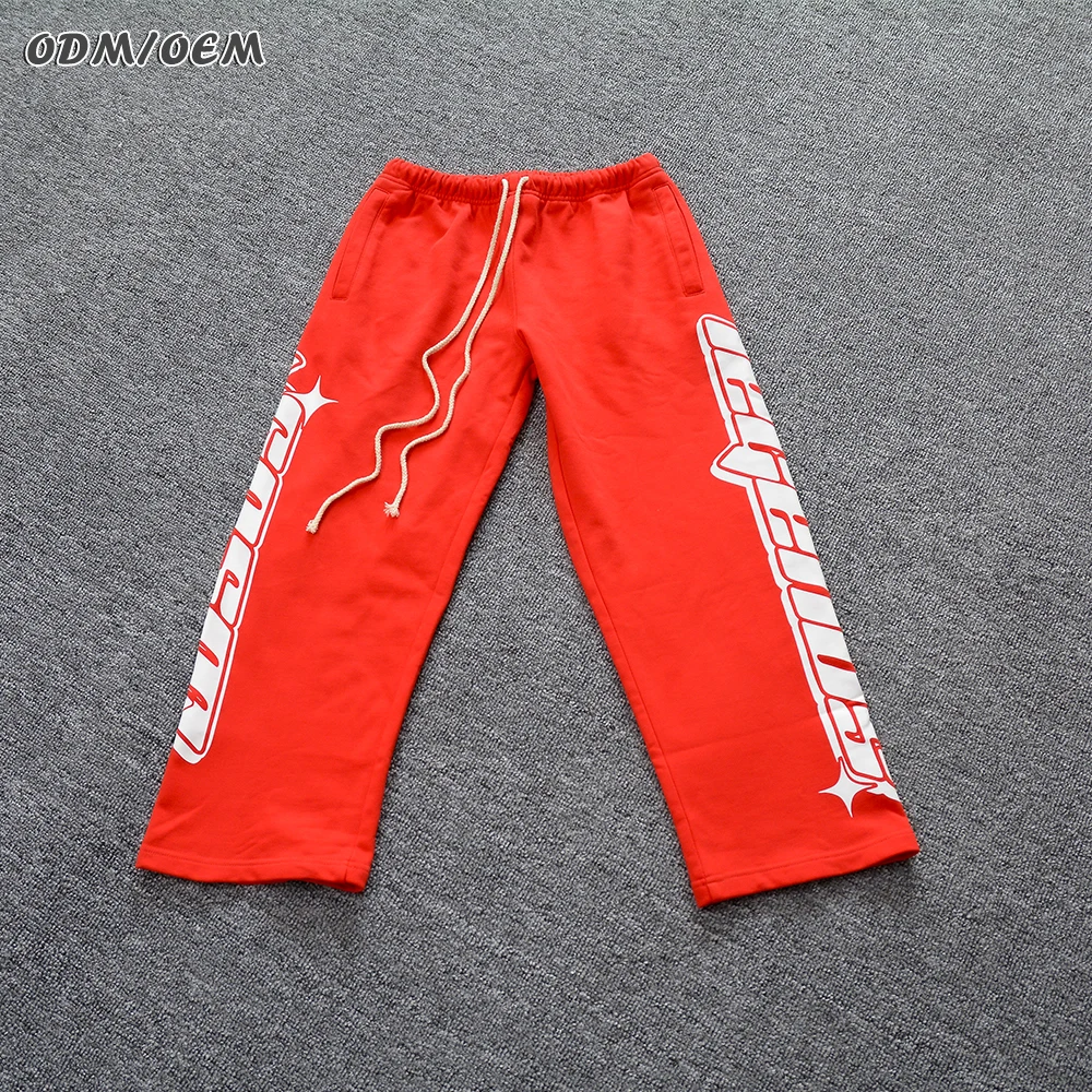 Custom Trousers Jogger Sweatpants Skeleton 3D Puff Print Fleece Stacked Flared Pants Men