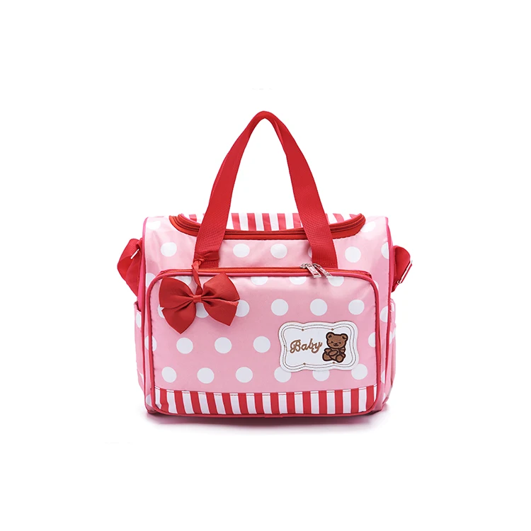 

Wholesale Low Price High Quality 3 In 1 Stylish Design Bag Baby Diaper Bag Mummy, Rose red-gray-blue