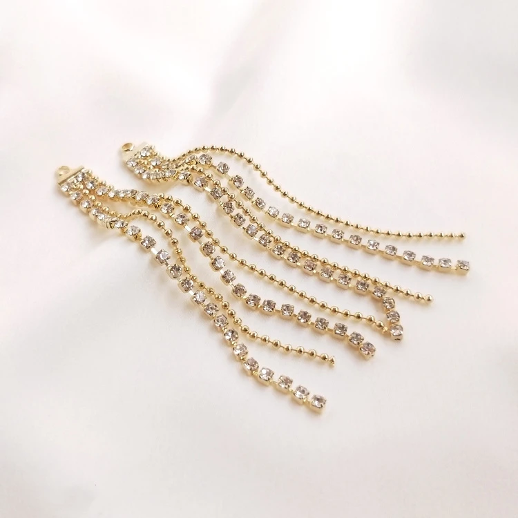

Jewelry Fashion Four Shares Beaded Tassel Zircon Long Earring For Women, 14k gold