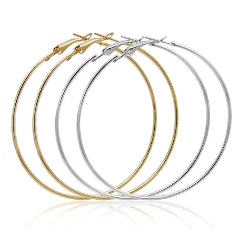 

Women Jewelry Simple Gold Plated Oversized Thin Lightweight Hoops Extra Large Stainless Steel Skinny Hoop Earrings
