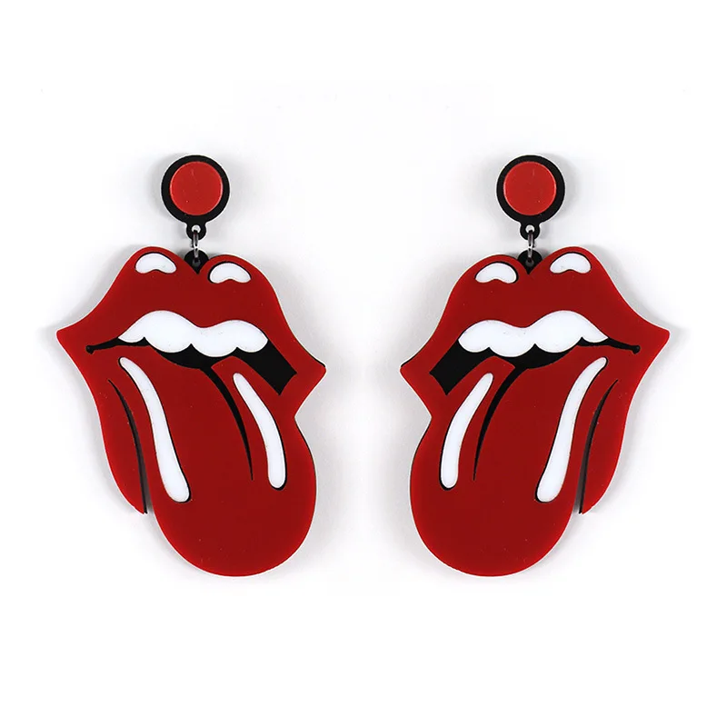 

Red tongue mouth lip statement acrylic earrings
