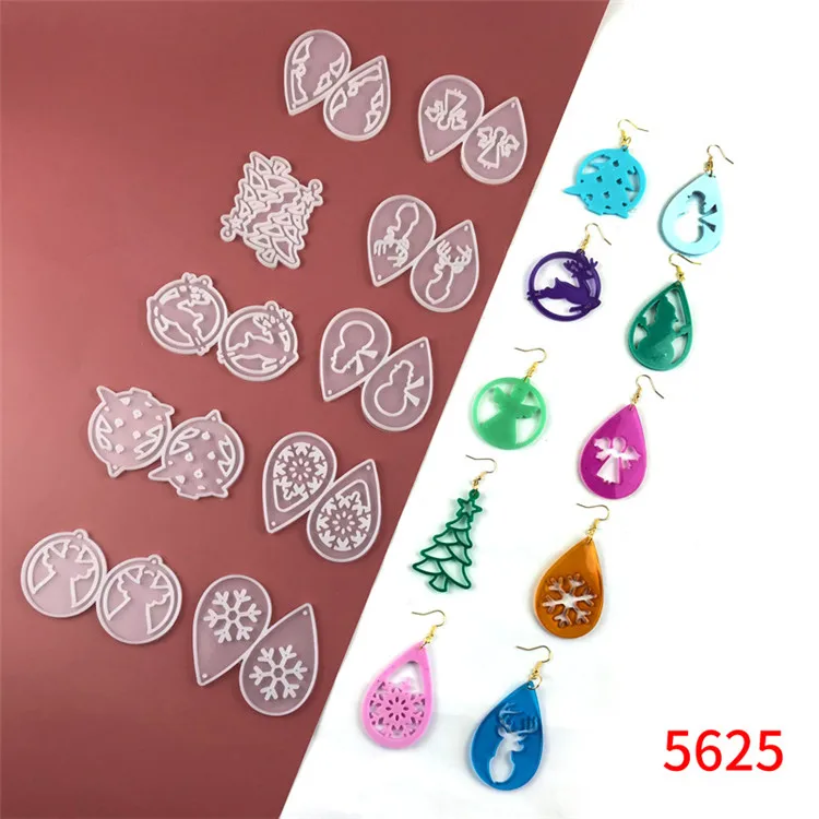 

Y3005 Diy epoxy resin christmas ornament silicone earring molds, White
