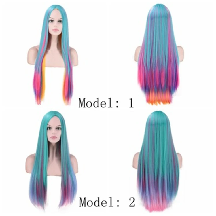 

New Gradient Color Long Straight Hair Cosplay Wholesale Synthetic Wigs