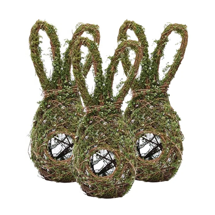 

2021 Home furnishings natural rattan ring birds nest rabbit head pendant Easter photo props, As the pictures