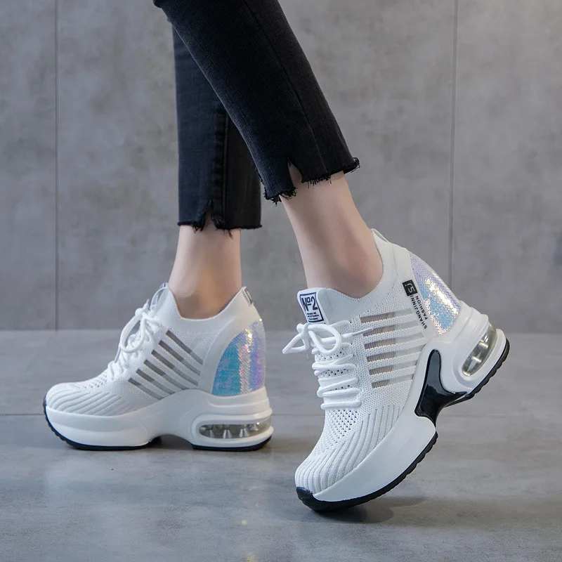 

thick sole height increasing wedge casual platform shoes for women