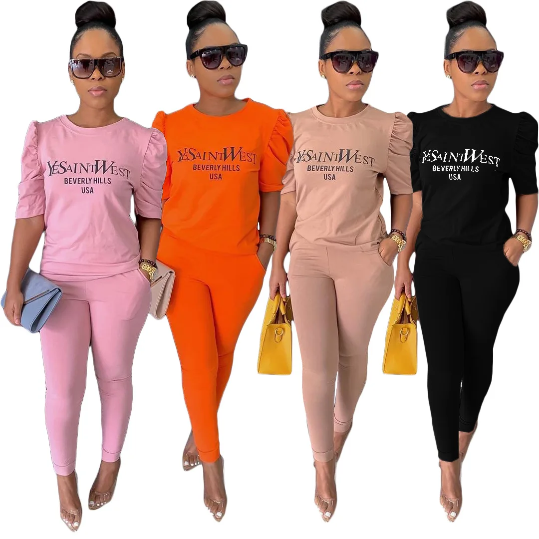 

2021 new womens spring two piece set fashion casual two piece jogging suit solid color charming women clothing two piece set