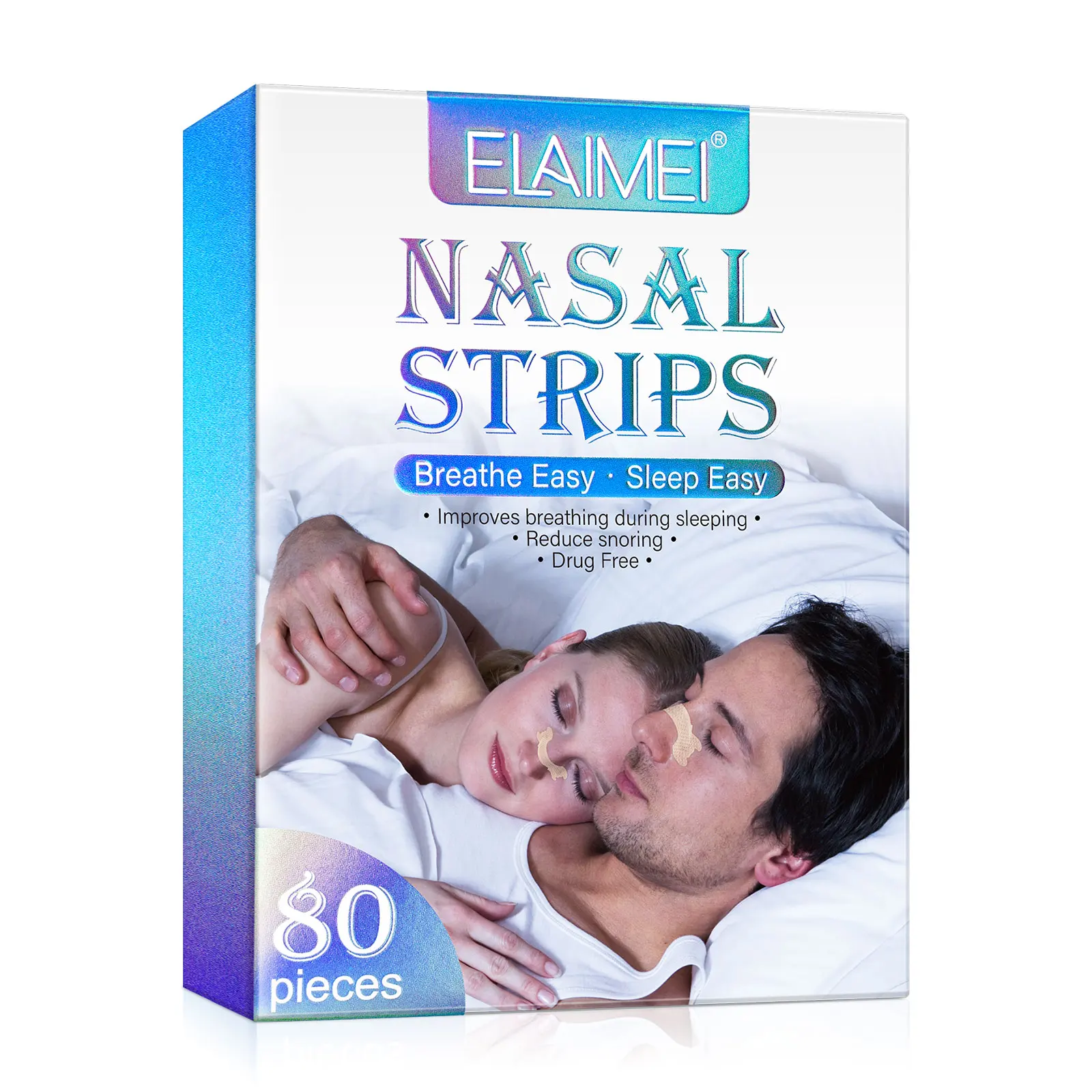

ELAIMEI Hot Sale Wholesale Sleep Nose Breathing Strips Waterproof Better Breath Clear Anti Snoring Nasal Strips