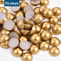 

Factory price 3mm-12mm loose ABS imitation half cut pearls aurous color half round imitation pearls for clothing accessory