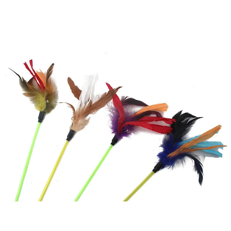

Factory Wholesale Spot Feather Funny Cat Clang Toy Cat Interactive Funny Cat Stick, Picture showed