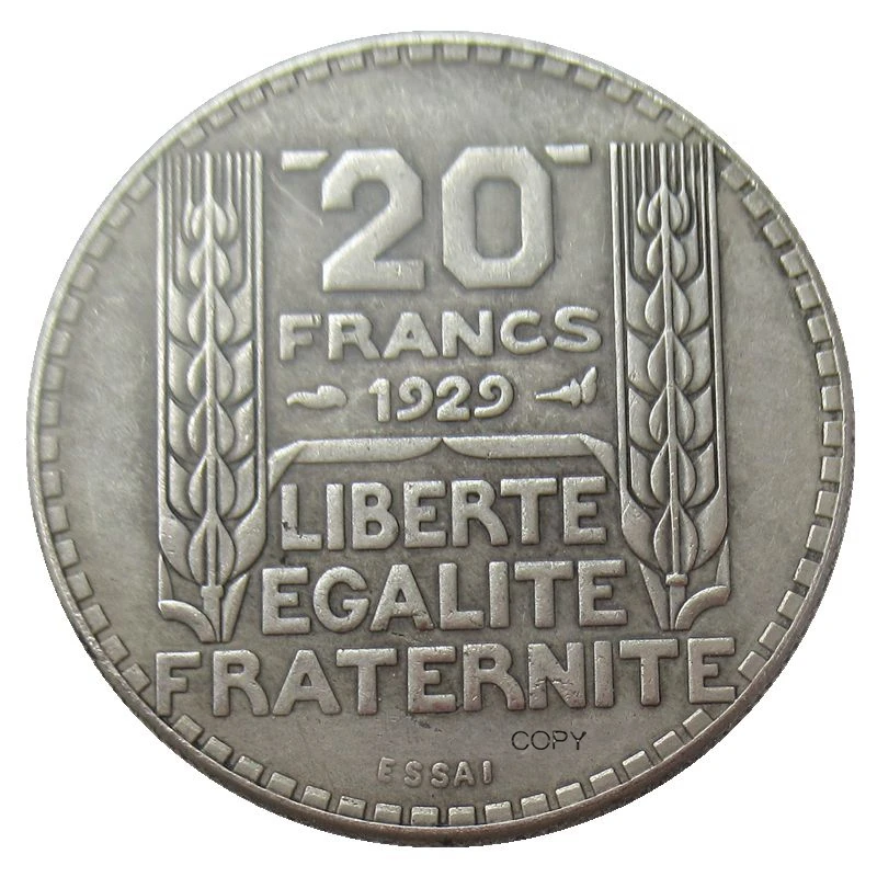 

Reproduction France 20 Francs 1929 Silver Plated Commemorative Coins