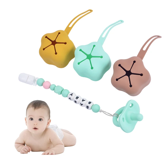 

New Baby Silicone Pacifier Pocket Pouch Container Case Portable Safe Baby Pacifier Holder Box for Outdoor Travel Storage, As picture show