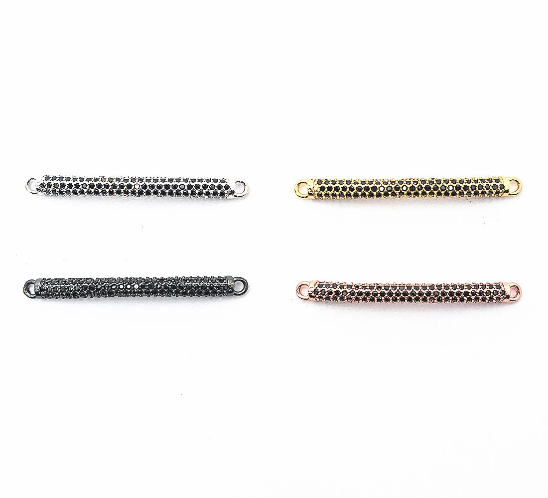 

Accessories Cz Gold Plated Brass Copper Tube Connector Charm Spacer Beads Charms For Jewelry Making