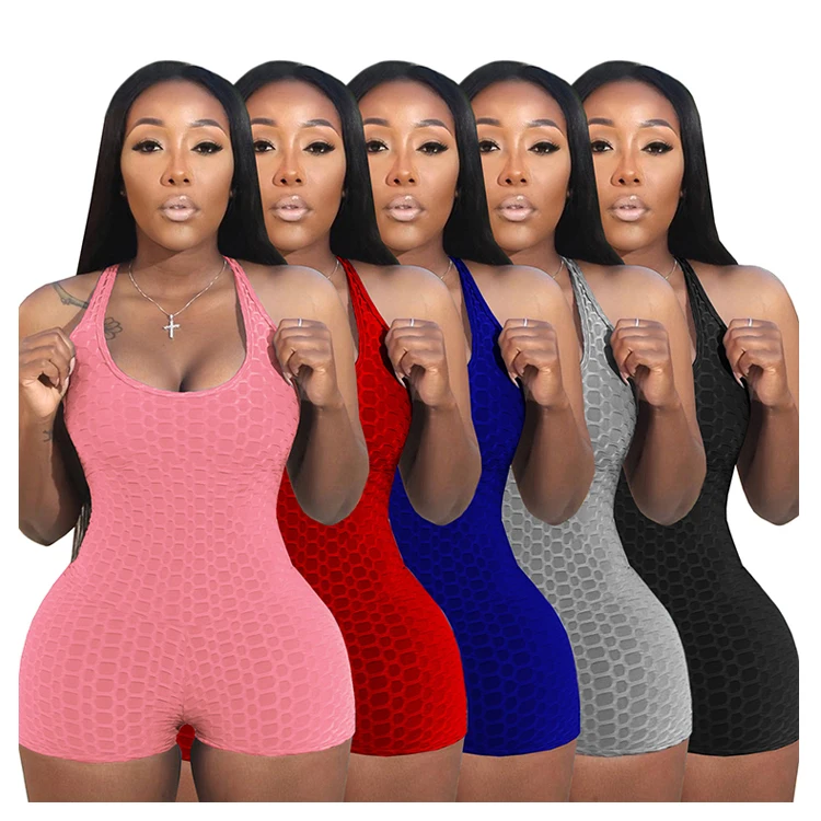 

4222 Summer Sleeveless Solid Color Vest Jumpsuit Yoga Women'S Sportswear Fitness Wear