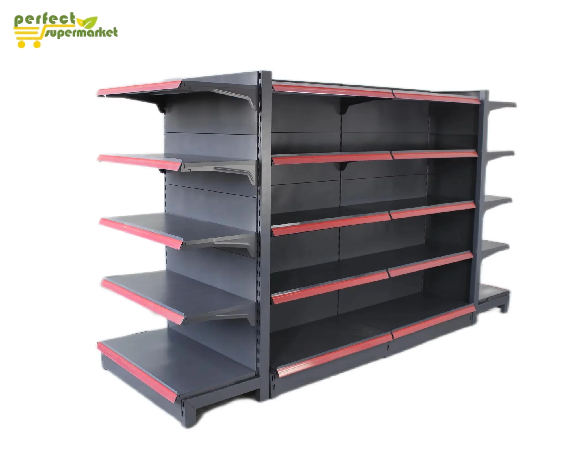 Heavy Duty Modern Metal Supermarket Gondola Shelving for Grocery Stores-Freestanding Solid Shelf