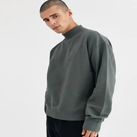 

Professional Design Winter Men Blank Dropped Shoulders Turtle Neck Loose Style Distressed Sweatshirt