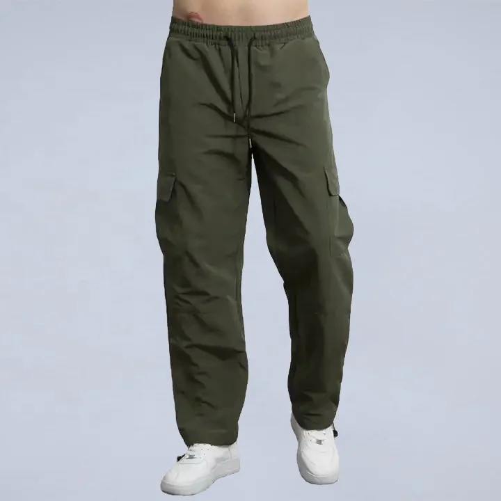 

Hot Sales Solid Color Pants Drawstring Loose Casual Cargo Pants Trousers Men
