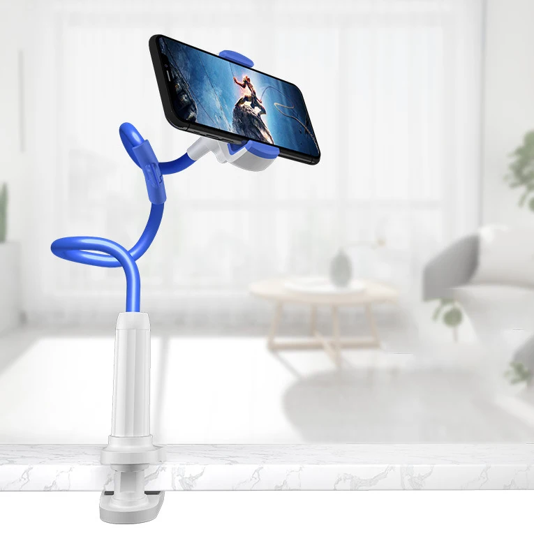 

Gooseneck Cell Phone Holder Universal Clamp Lazy Phone Stand With Flexible Bracket Grip Long Arm phone holder, White/blue/pink/green