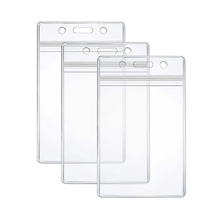 

Clear ID Card Badge PVC Card Holder with Waterproof Resealable Zip Type