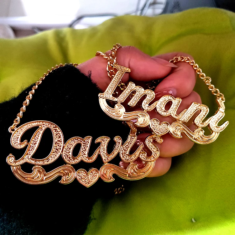 

Customized personalized name gold plated initial letter bamboo necklace for women, Picture