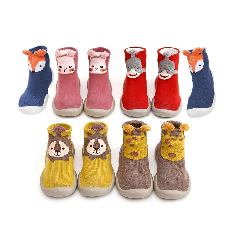 

Breathable warm thick animal pattern non slip baby girl shoes kids toddler sock shoe