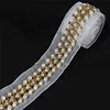 Beaded Pearls Metal Trim Bride Lace Ribbon Trimming For Decorative