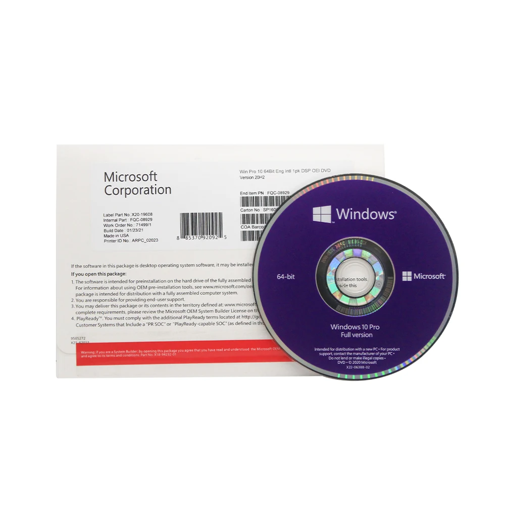 

Windows 10 Pro Key Original OEM MS Windows 10 Professional Activation Key with DVD