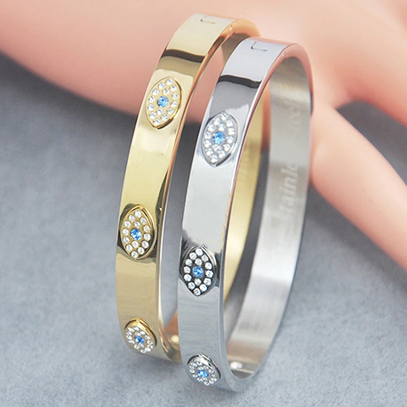 

Stainless Steel Diamond Bracelet Classic Versatile Eye Bracelet, Silver,gold