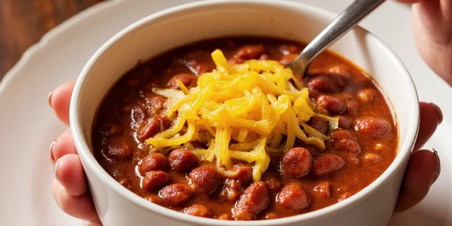 Steam rising from a hot bowl of chili
