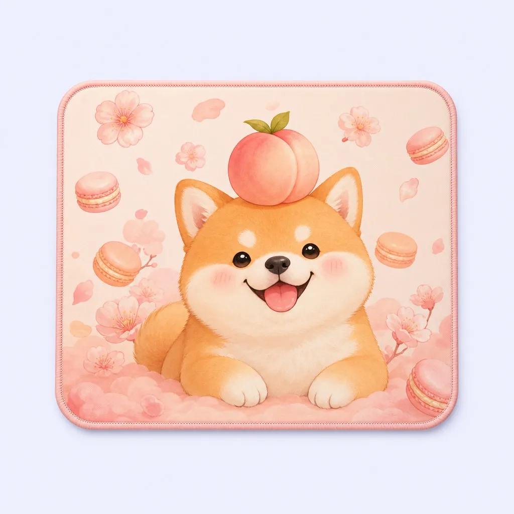 Peach Shiba Inu with Cherry Blossoms