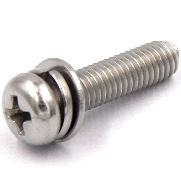 Stainless Steel Phillips Pan Head Combination Sems Screw With Spring