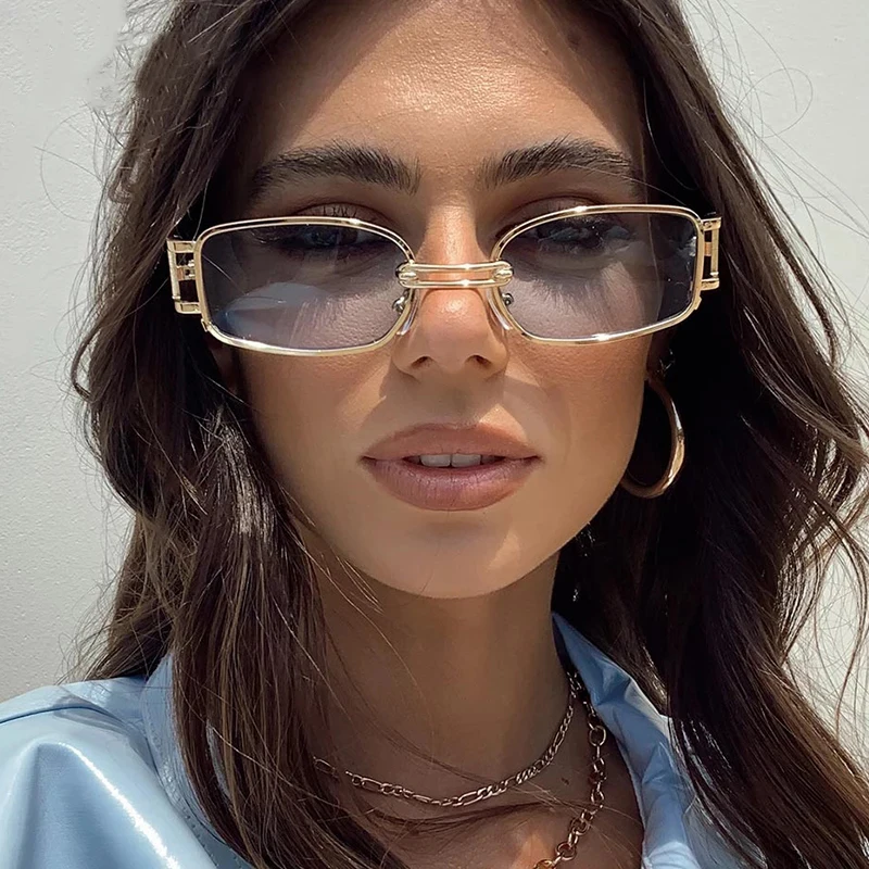 

Custom LOGO Glasses Retro Punk Metal Small Rectangle Sunglasses Fashion Men Shades UV400 Glasses unisex Wholesale, As for the pictures shows