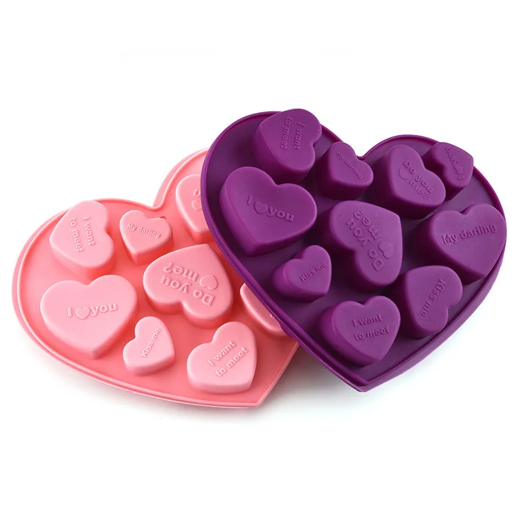 

10 holes DIY Creative Baking Decorating Heart Shape Sweet Word Design Cake Moulds Silicone Chocolate Mold