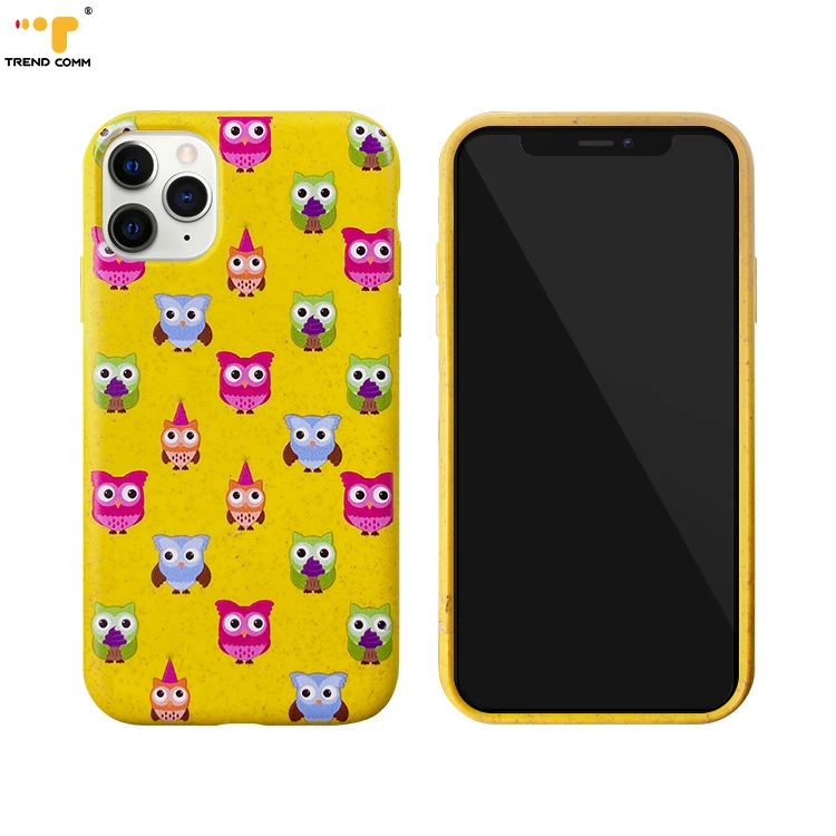 

Sustainable Wheat Straw Eco friendly UV Print Lovely Bird Natural Rubbor Cell Phone Case Compost For iPhone 13 Pro Max