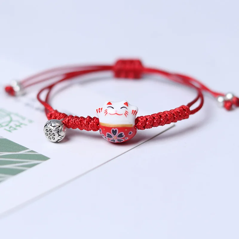 

fashion trendy lucky rope adjustable maneki nek fortun cat bracelet