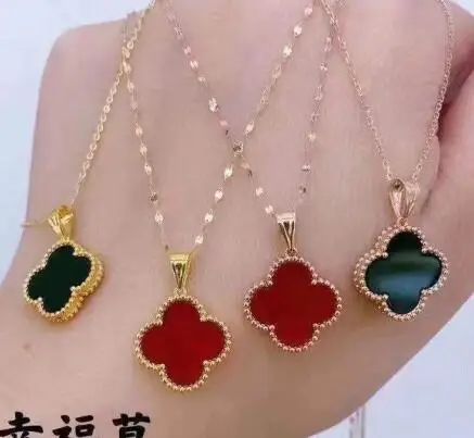 

15mm Luxury Fashion Solid Pure 18K Gold Pendants Necklace Women Ladies Bridal Engagement Wedding Jewelry Necklace