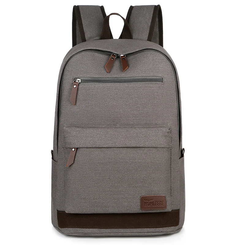 

WOHLBEGE wholesale large capacity black school bags canvas outdoor sports backpack for men, Coffee,gray,black,khaki