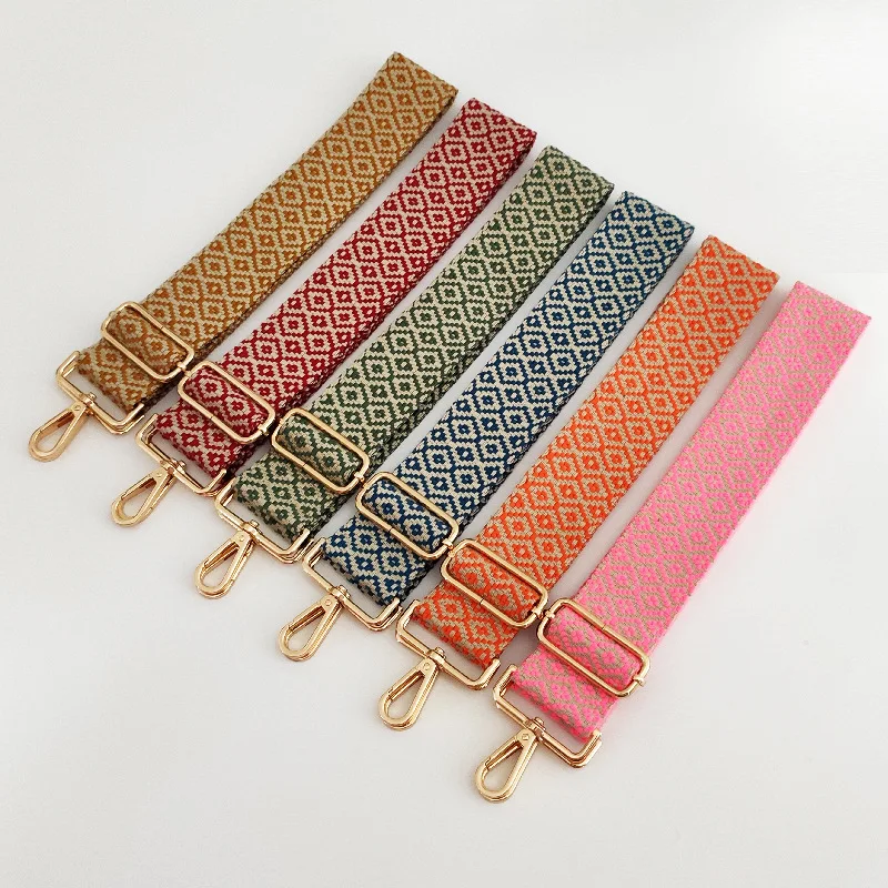 

5cm Woven Cotton Soft Belt Crossbody Bag Adjustable Wide Webbing Shoulder Bag Straps 2021