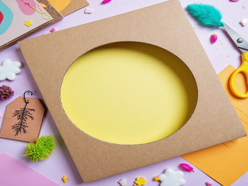 Recycled cardboard and craft supplies for TikTok frame