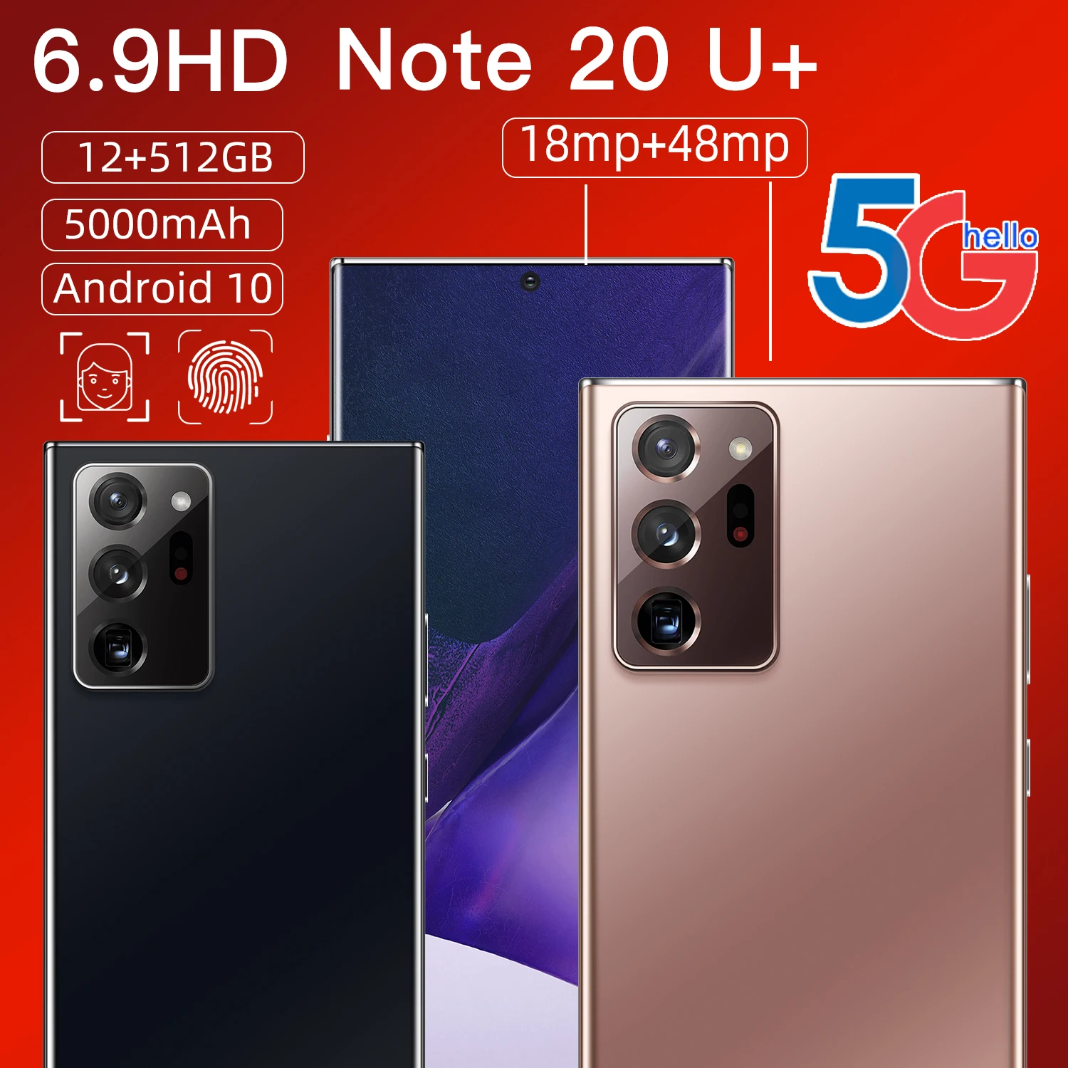 

6.9 inch Fingerprint Identification note 8 pro mi realme 5i mobile phone