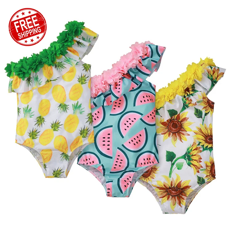 

FREE SHIPPING RTS 2021 fashion cute one piece swimsuit beachwear young little girls swimwear for kids