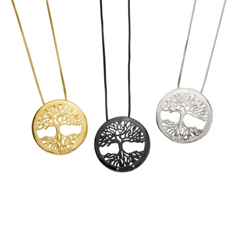 

Copper Alloy Hip Pop Zircon Stone Micro Setting AAA Zircon Personalized VIDA Tree of life Jewelry Pendant Necklace