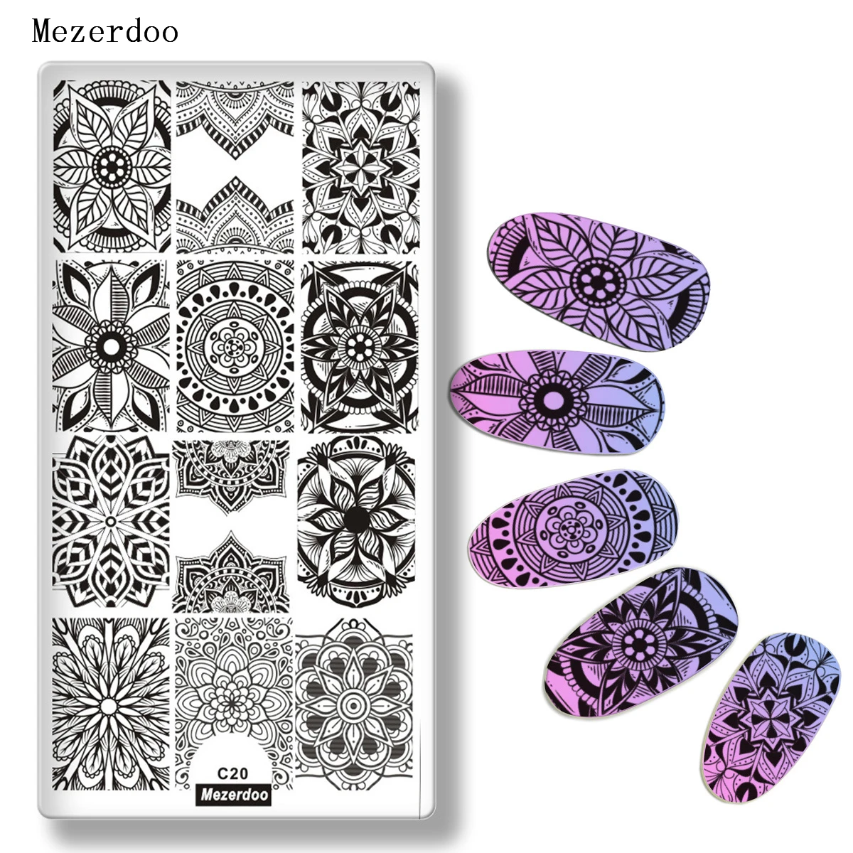 

New Plant Mandala Flowers Nail Art Stainless Plate Image Stamping Plates DIY Manicure Printing Template Plate Tools