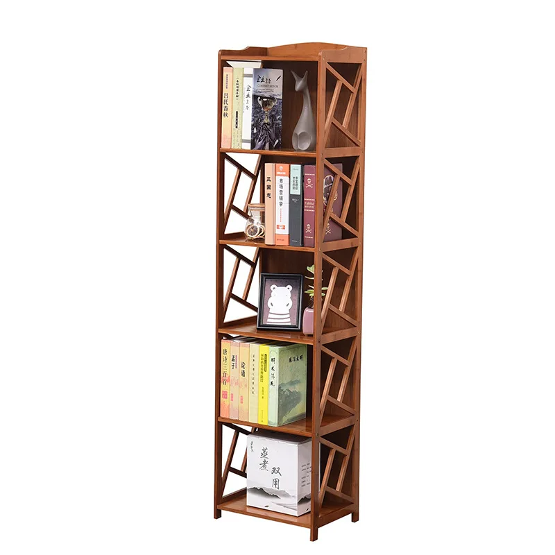 

WOODSPACE Retro style bamboo bookshelf landing multi-functional storage shelf free combination of multi-layer small bookcase