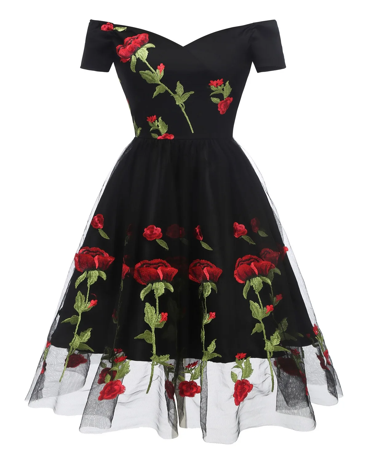 

Black Floral rockabilly clothing style vintage dress for women