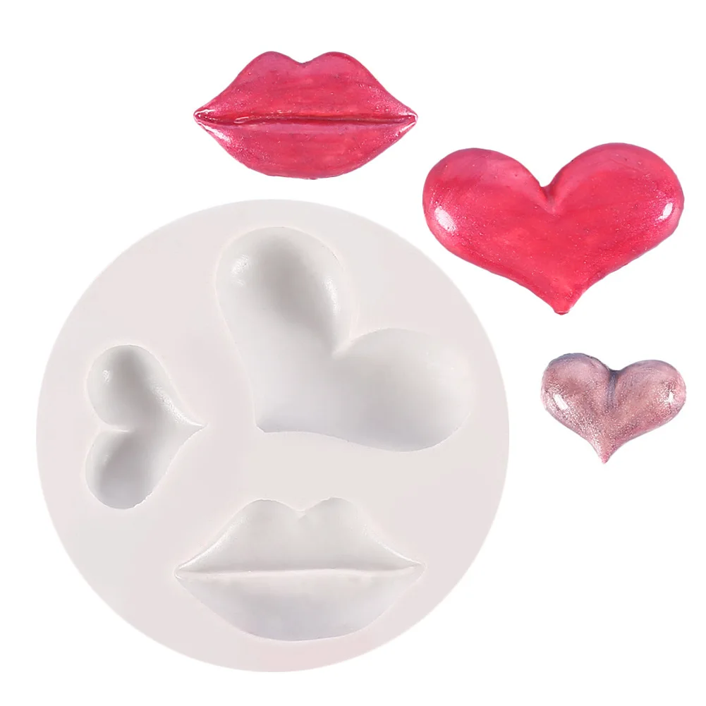 

Valentine's Day Love Red Lips Ornaments Epoxy Resin Mold Cake Decorations Silicone Mould DIY Crafts Jewelry Casting Dropship