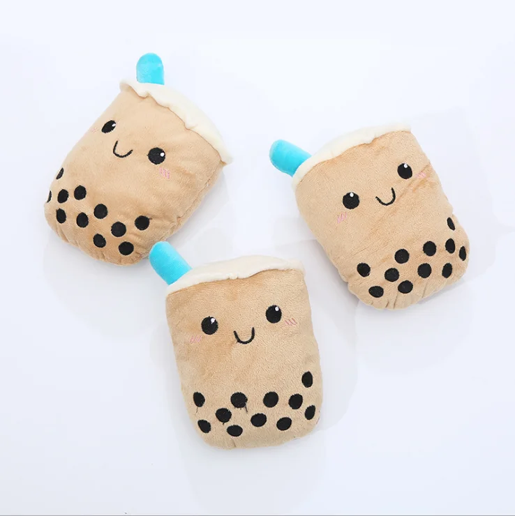 

Dog Squeaky Toys Cute Pet Plush Stuffed Puppy Chew Toys Plush Boba Tea Cup Bulk Dog Toys, Picture color